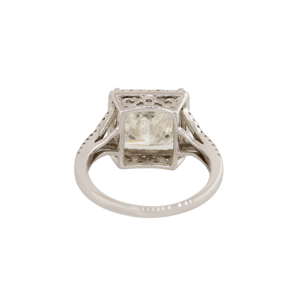 18k White Gold 6.09ctw Princess Cut Diamond Halo Engagement Ring