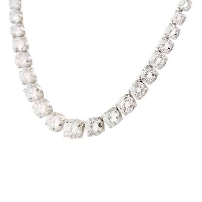 Platinum Natural 28.71 Carat Round Brilliant Cut Graduated Diamond Tennis Necklace