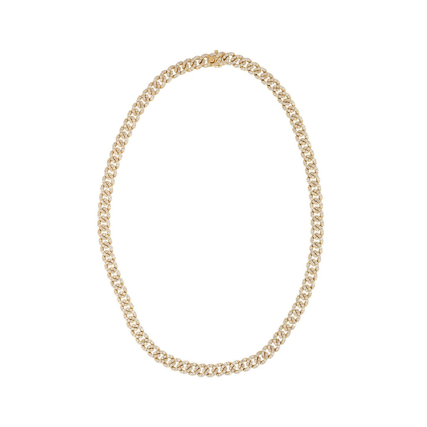 18k Yellow Gold 8.25ctw Pave Diamond Cuban Link Necklace