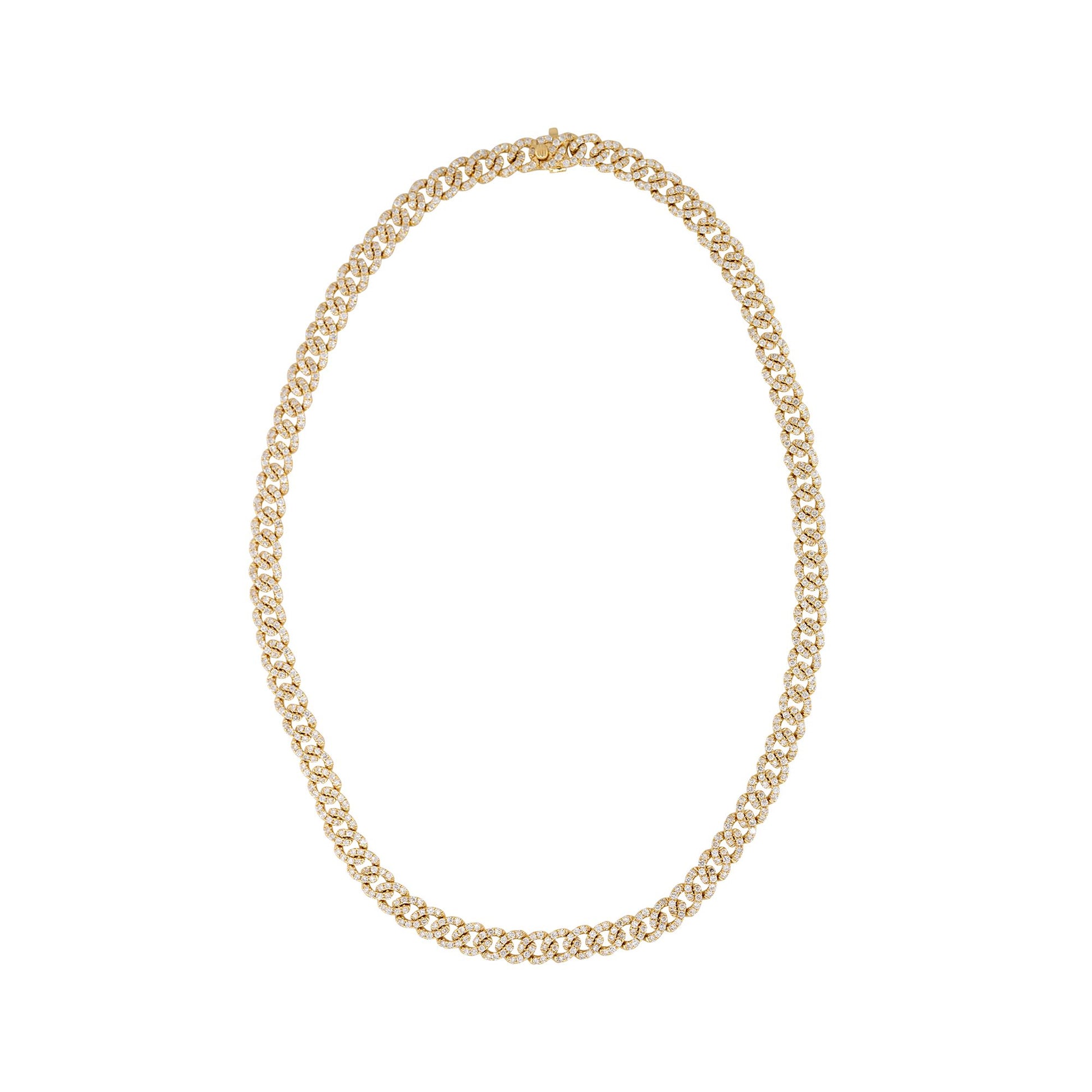 18k Yellow Gold 8.25ctw Pave Diamond Cuban Link Necklace