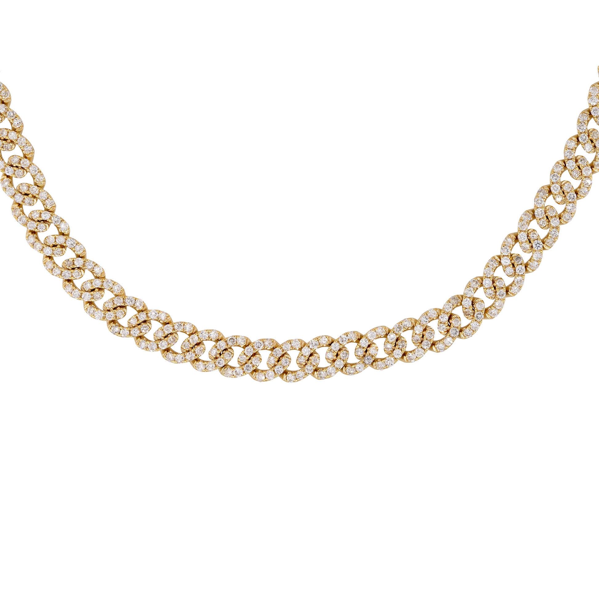 18k Yellow Gold 8.25ctw Pave Diamond Cuban Link Necklace