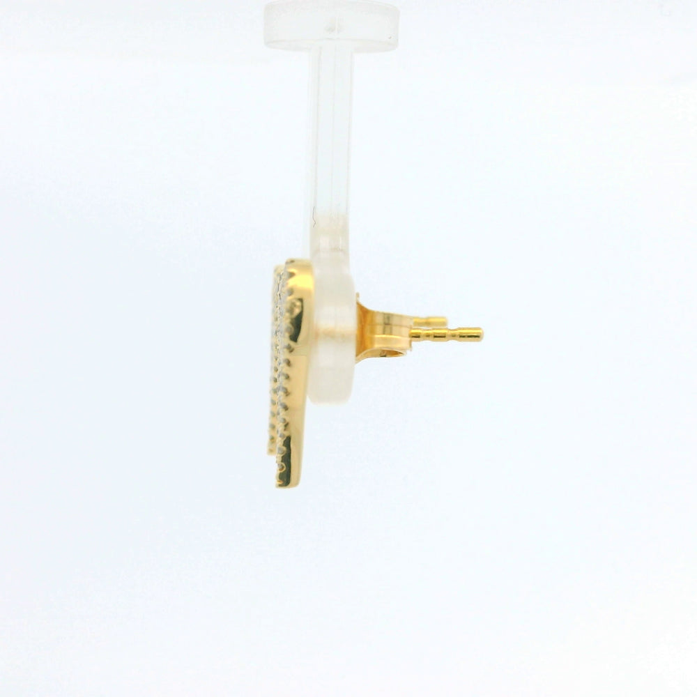 14K Yellow Gold Natural Round Diamond Pave Heart Stud Earrings — product photo 2