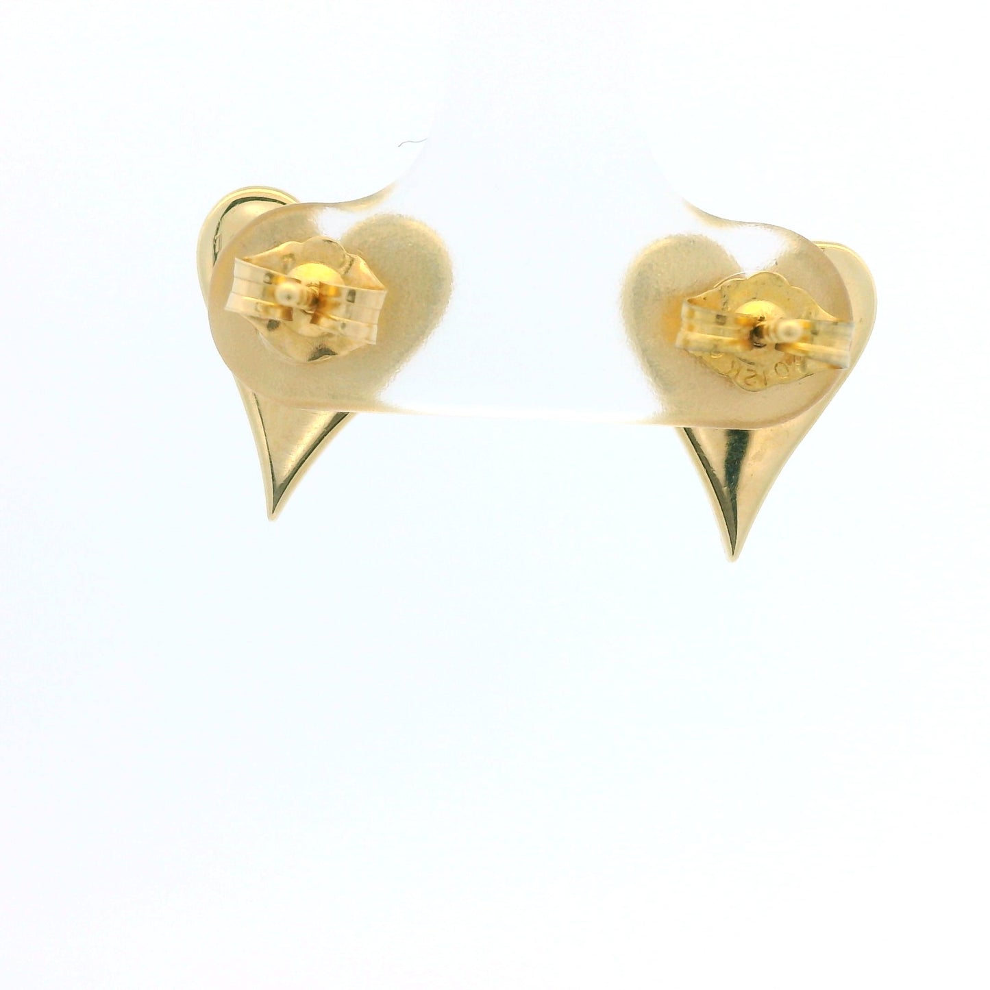 14K Yellow Gold Natural Round Diamond Pave Heart Stud Earrings