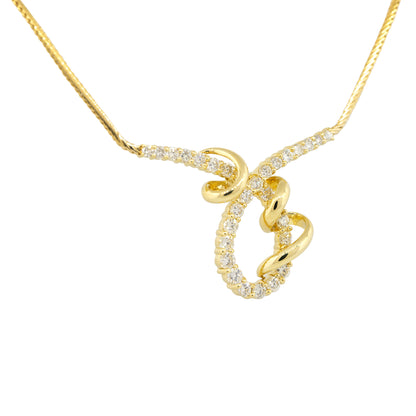 Jose Hess 18k Yellow Gold 3ct Round Brilliant Diamond Loop Ribbon Necklace