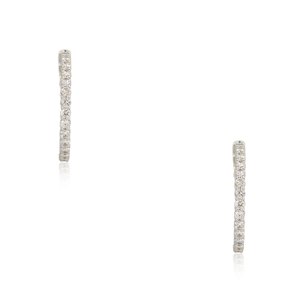 14k White Gold 4.5ct Round Brilliant Cut Diamond Inside Out Hoop Earrings