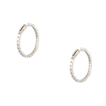 14k White Gold 4.5ct Round Brilliant Cut Diamond Inside Out Hoop Earrings