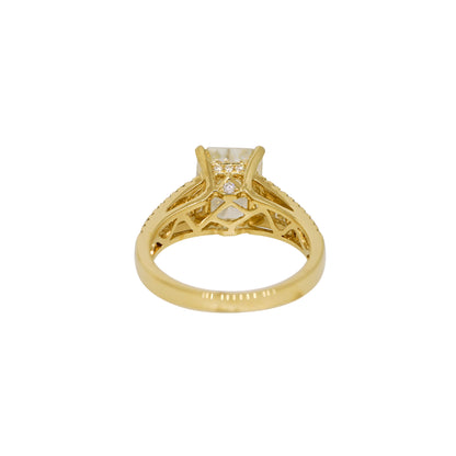 GIA 18k Yellow Gold Natural 3.01 Carat Radiant Cut Diamond Engagement Ring