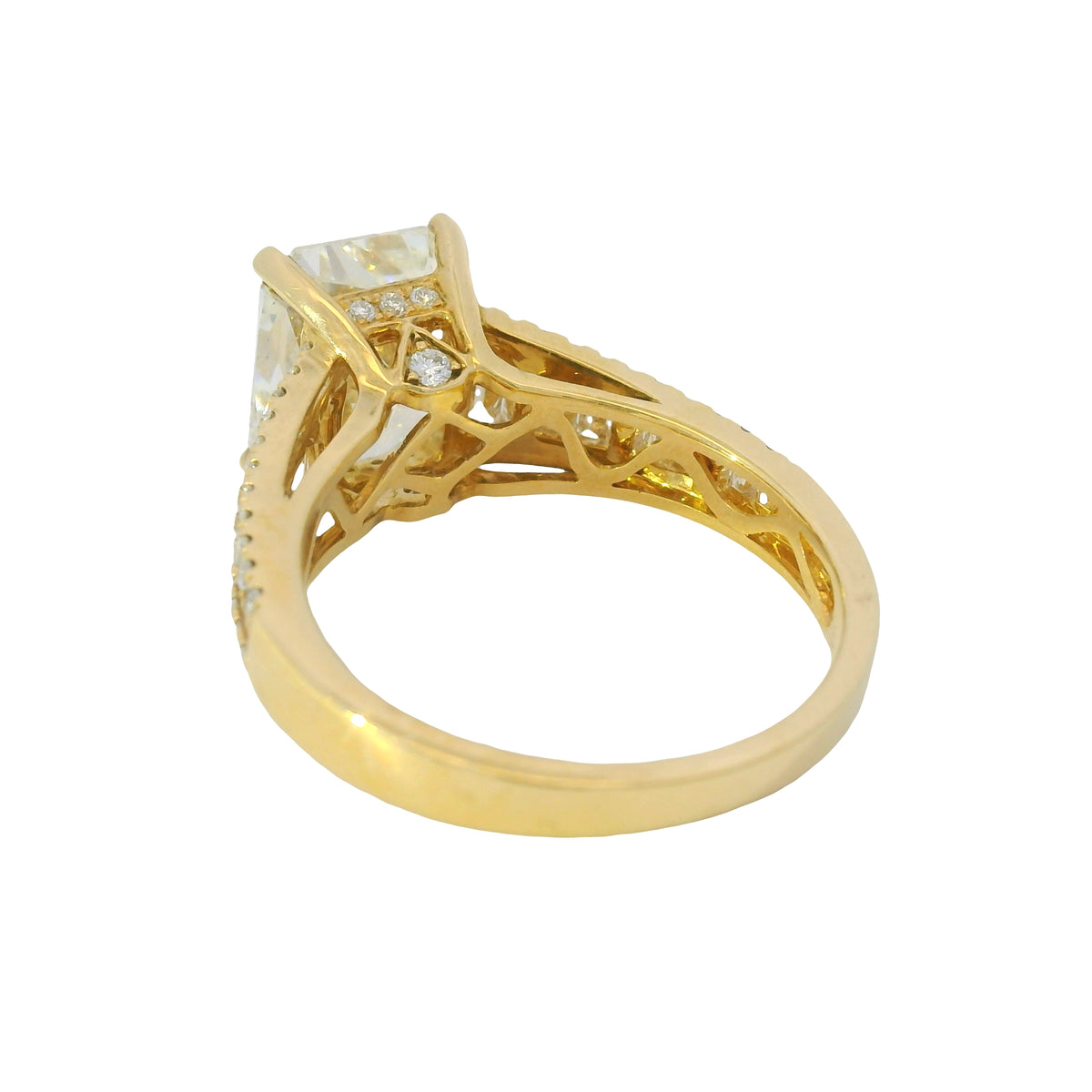 GIA 18k Yellow Gold Natural 3.01 Carat Radiant Cut Diamond Engagement Ring — product photo 8