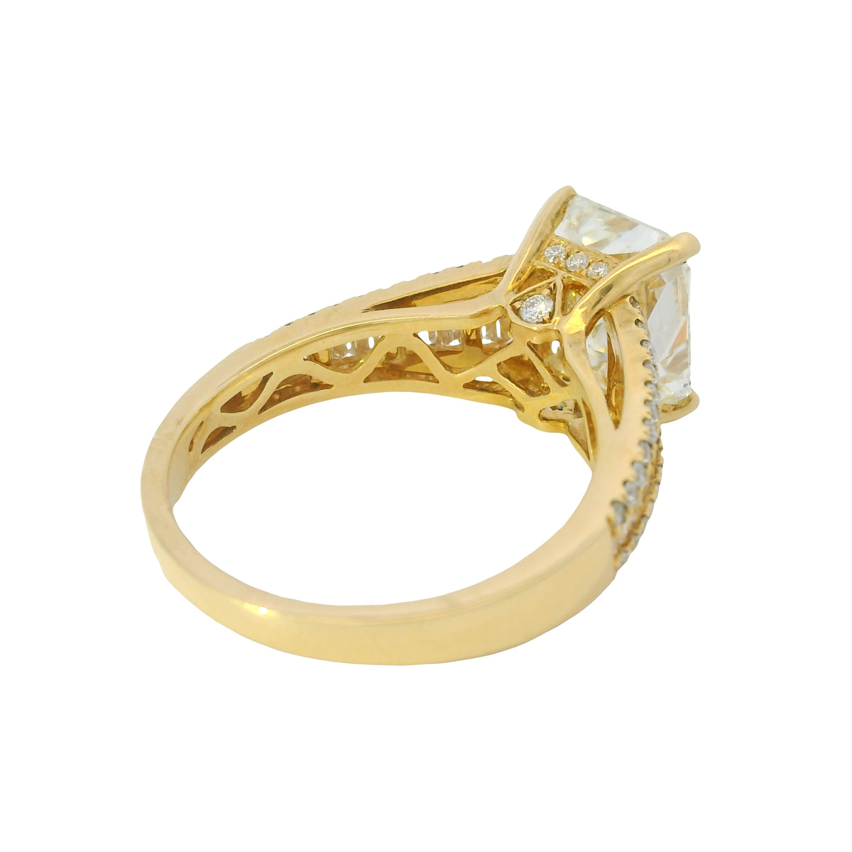 GIA 18k Yellow Gold Natural 3.01 Carat Radiant Cut Diamond Engagement Ring — product photo 9