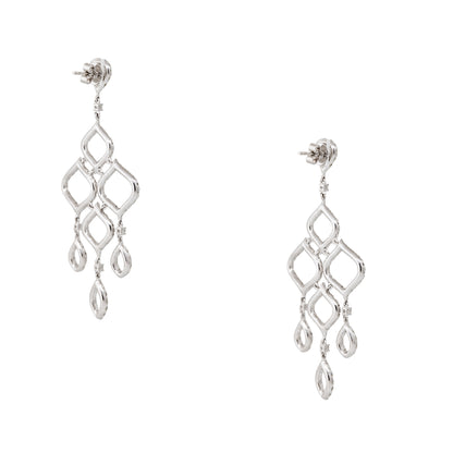 18k White Gold 6.69ctw Round Brilliant Diamond Open Chandelier Drop Earrings