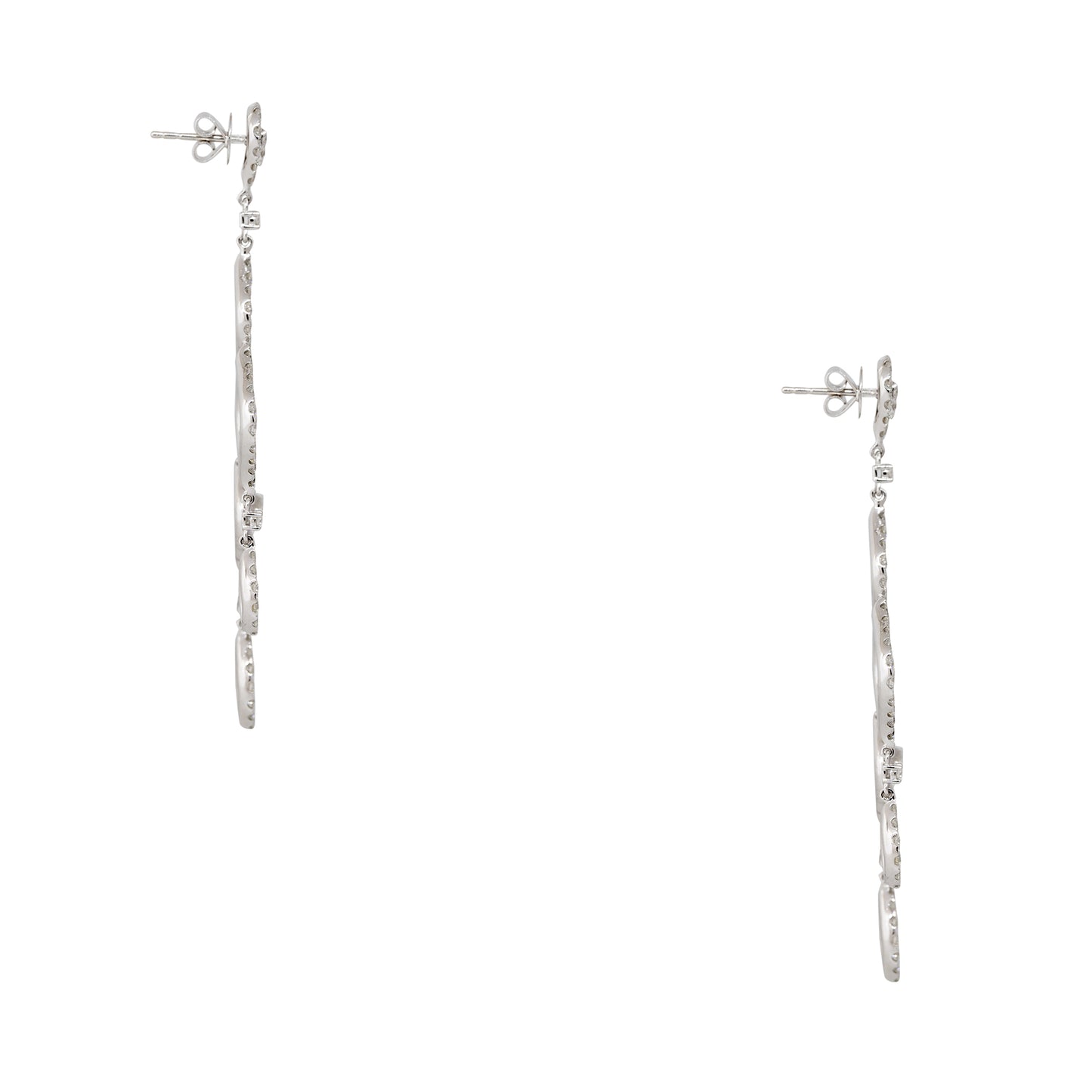 18k White Gold 6.69ctw Round Brilliant Diamond Open Chandelier Drop Earrings