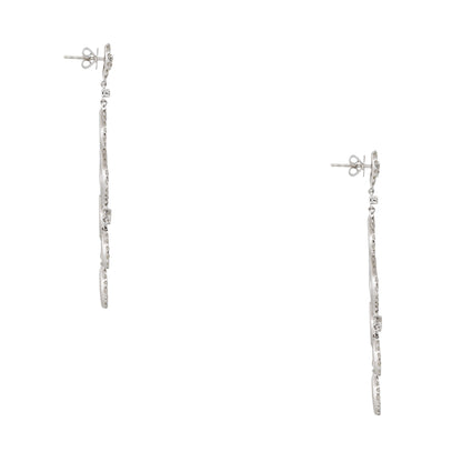 18k White Gold 6.69ctw Round Brilliant Diamond Open Chandelier Drop Earrings