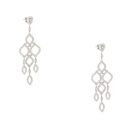 18k White Gold 6.69ctw Round Brilliant Diamond Open Chandelier Drop Earrings