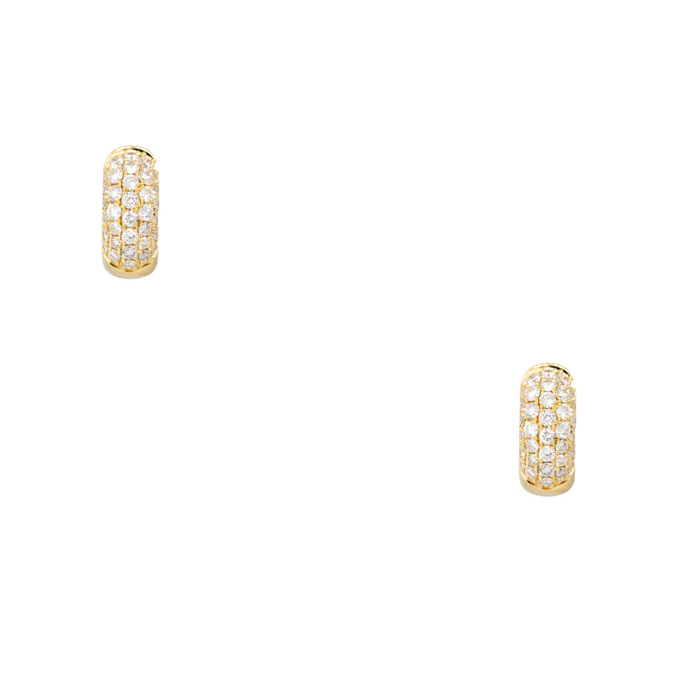 18k Yellow Gold 2ctw Pave Diamond Mini Huggie Hoop Earrings