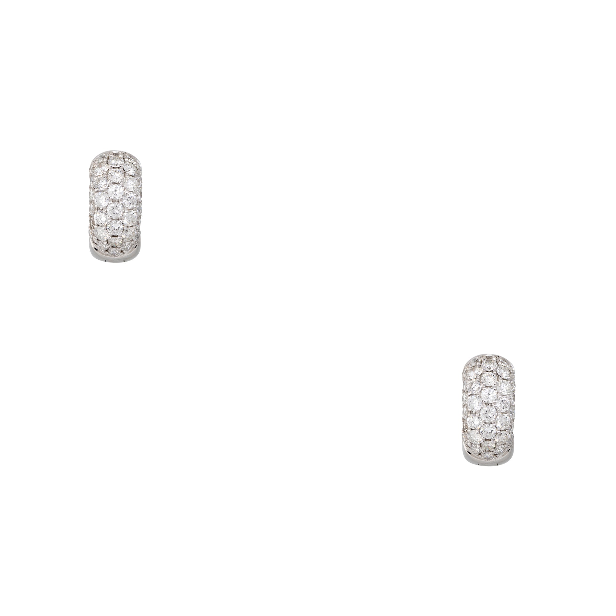 18k White Gold 2ctw Pave Diamond Mini Huggie Hoop Earrings