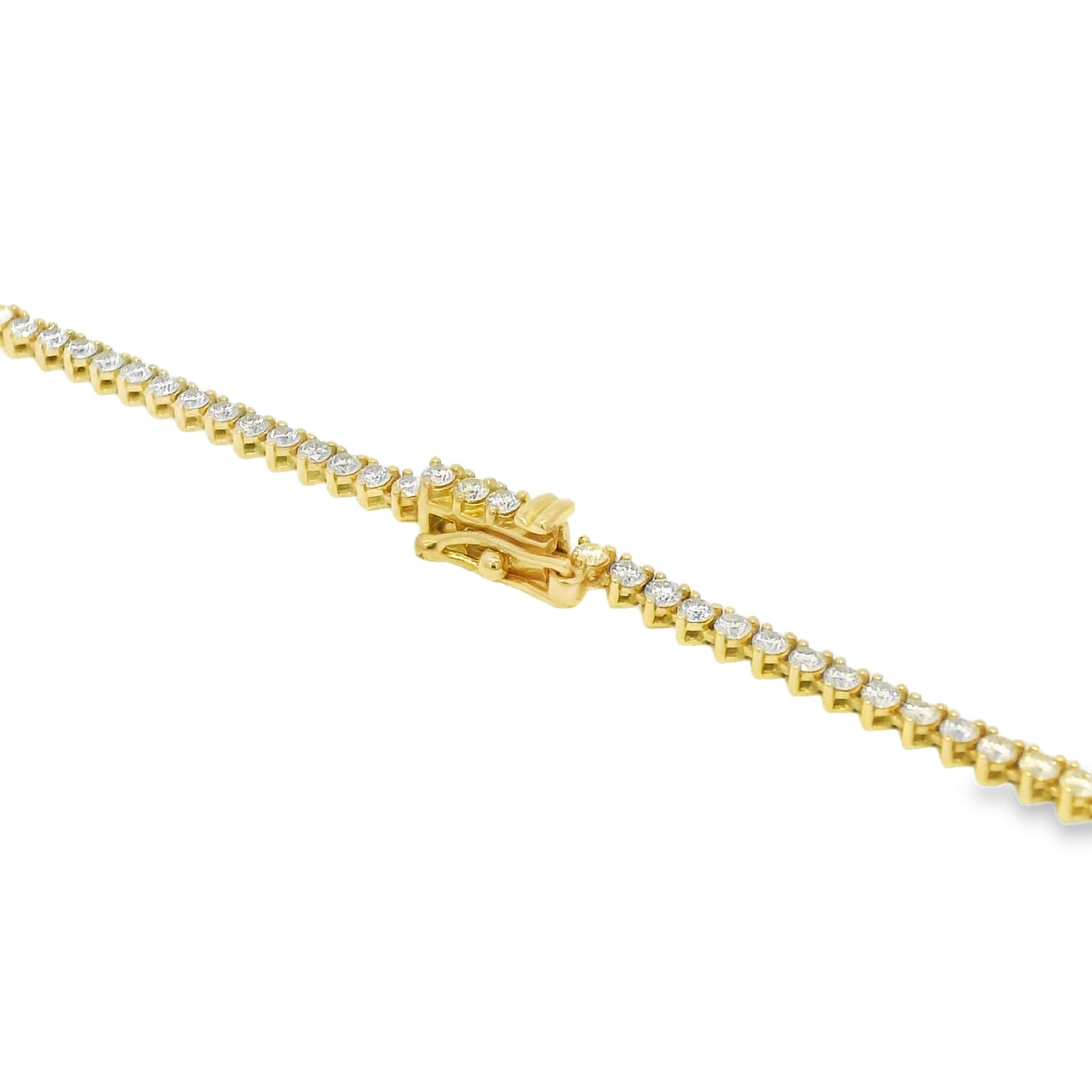 14k Yellow Gold Natural 4.79 Carat Diamond 3-Prong Tennis Necklace
