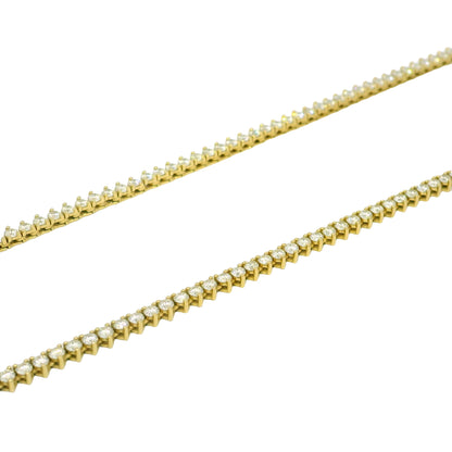 14k Yellow Gold Natural 4.79 Carat Diamond 3-Prong Tennis Necklace