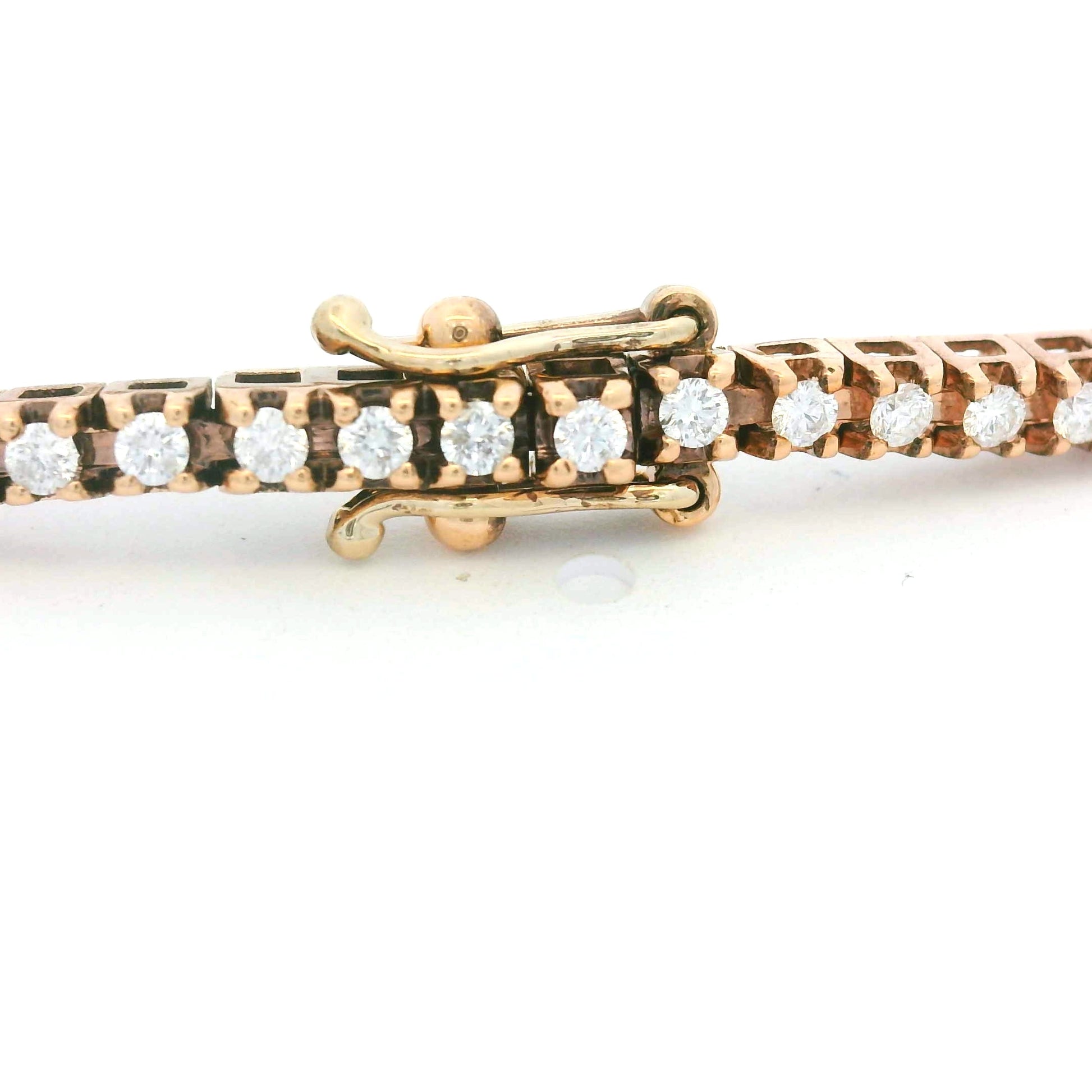 14K Rose Gold Natural 1 Carat Round Brilliant Cut Diamond Tennis Bracelet