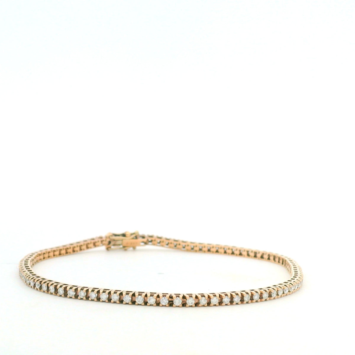 14K Rose Gold Natural 1 Carat Round Brilliant Cut Diamond Tennis Bracelet