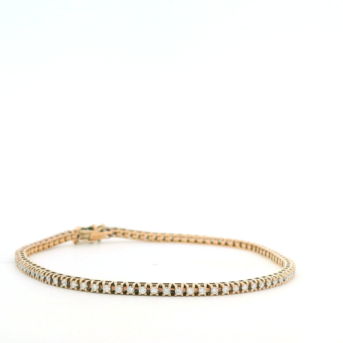 14K Rose Gold Natural 1 Carat Round Brilliant Cut Diamond Tennis Bracelet