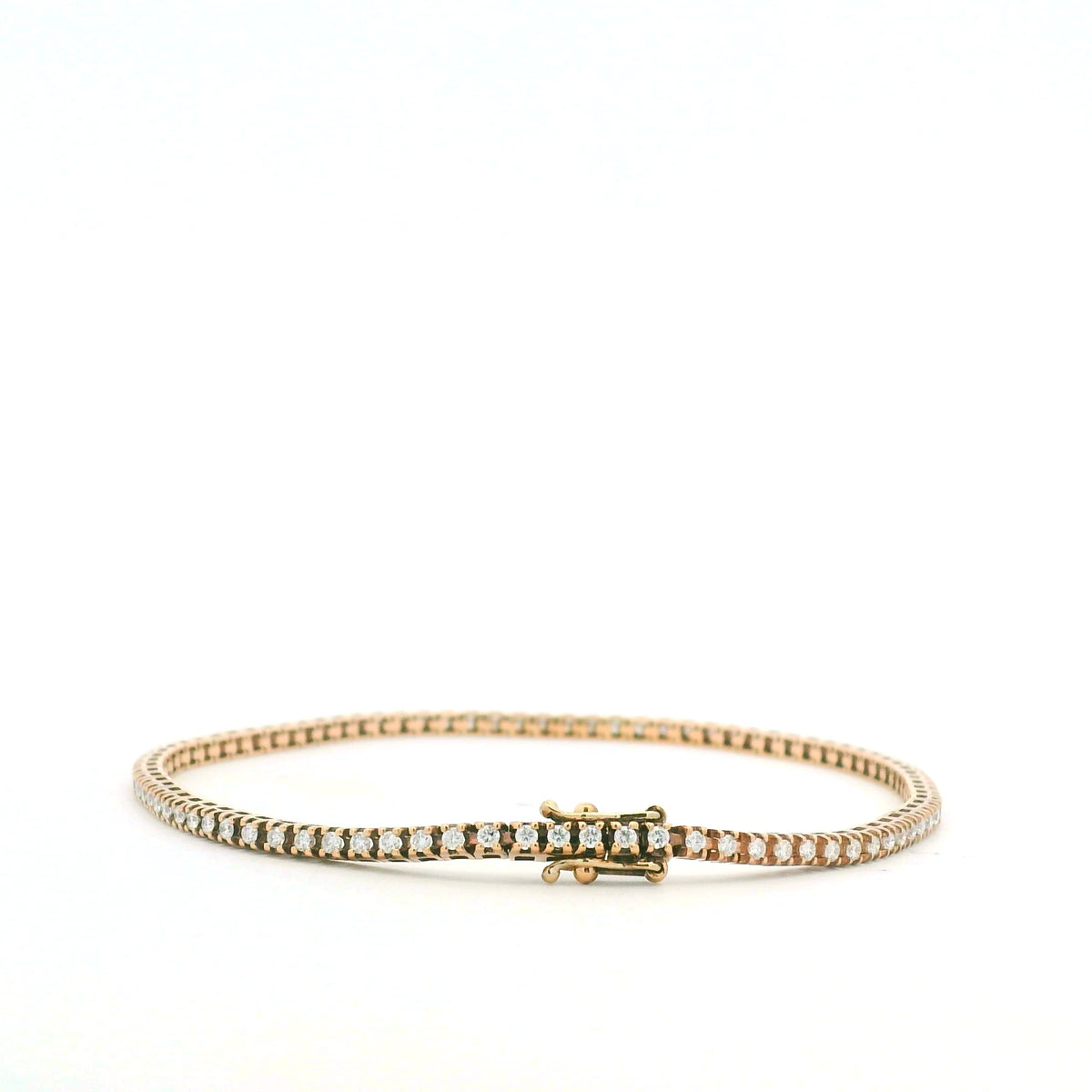 14K Rose Gold Natural 1 Carat Round Brilliant Cut Diamond Tennis Bracelet
