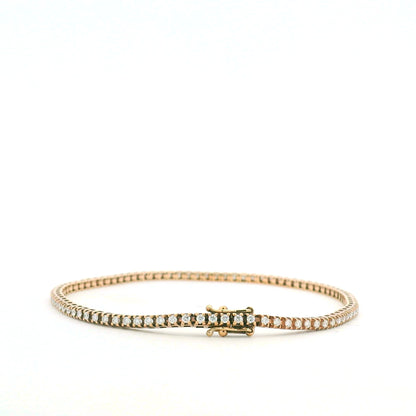 14K Rose Gold Natural 1 Carat Round Brilliant Cut Diamond Tennis Bracelet