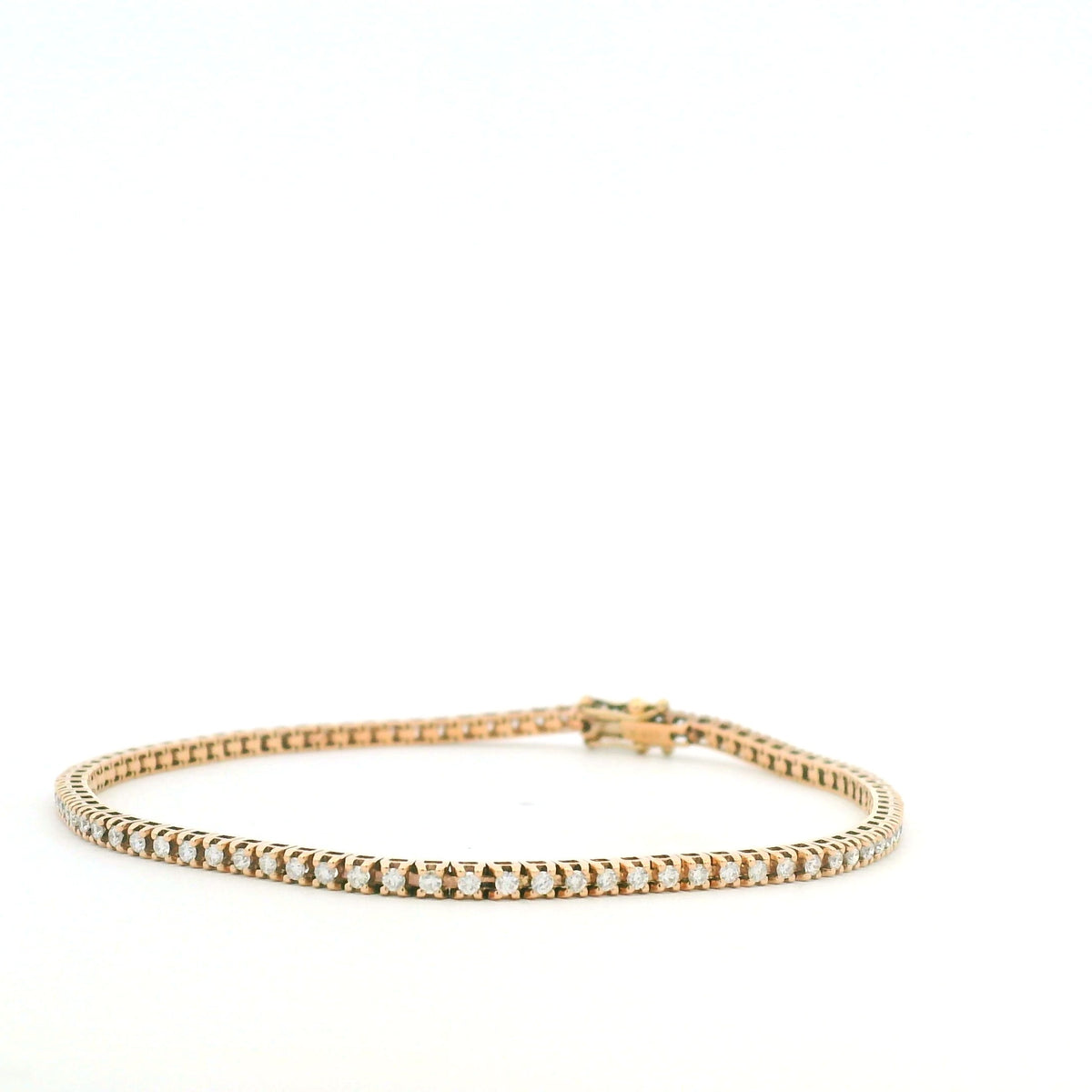 14K Rose Gold Natural 1 Carat Round Brilliant Cut Diamond Tennis Bracelet