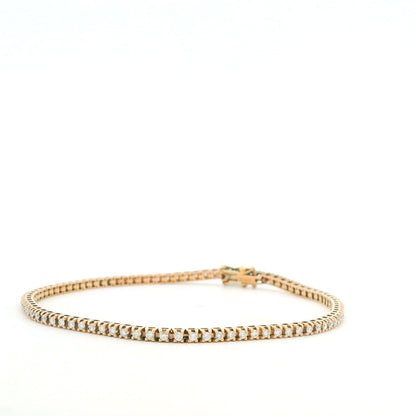 14K Rose Gold Natural 1 Carat Round Brilliant Cut Diamond Tennis Bracelet