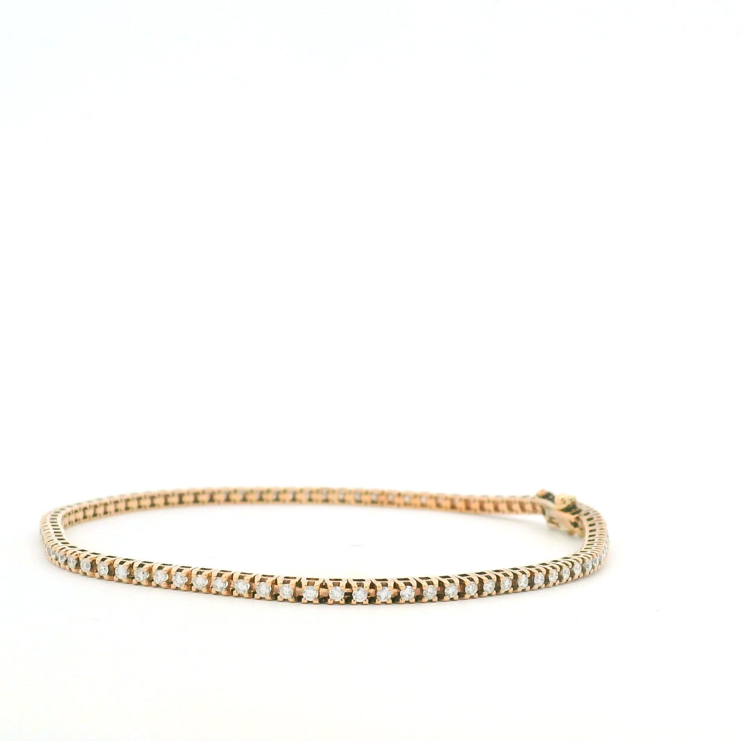 14K Rose Gold Natural 1 Carat Round Brilliant Cut Diamond Tennis Bracelet