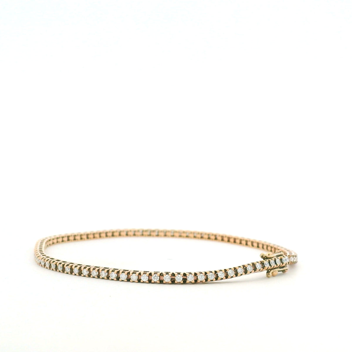 14K Rose Gold Natural 1 Carat Round Brilliant Cut Diamond Tennis Bracelet