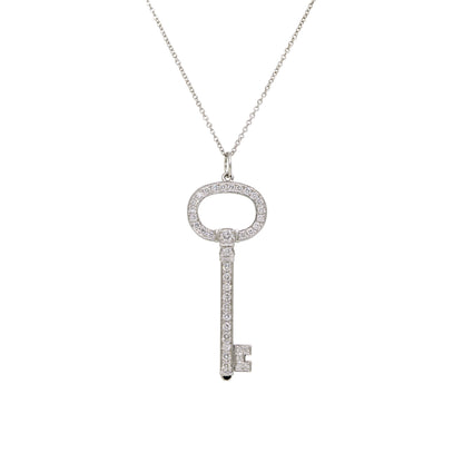 Tiffany & Co. Platinum Natural 0.58 Carat Diamond Key Necklace