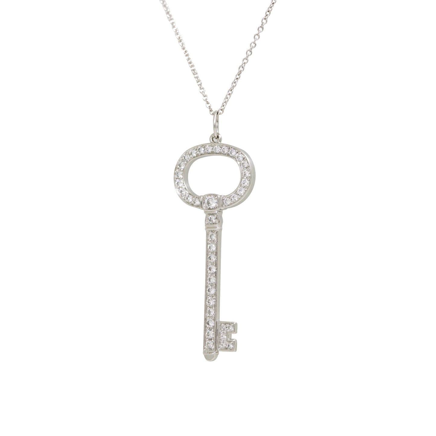 Tiffany & Co. Platinum Natural 0.58 Carat Diamond Key Necklace