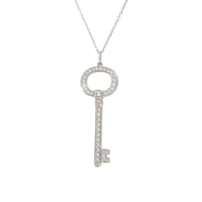 Tiffany & Co. Platinum Natural 0.58 Carat Diamond Key Necklace