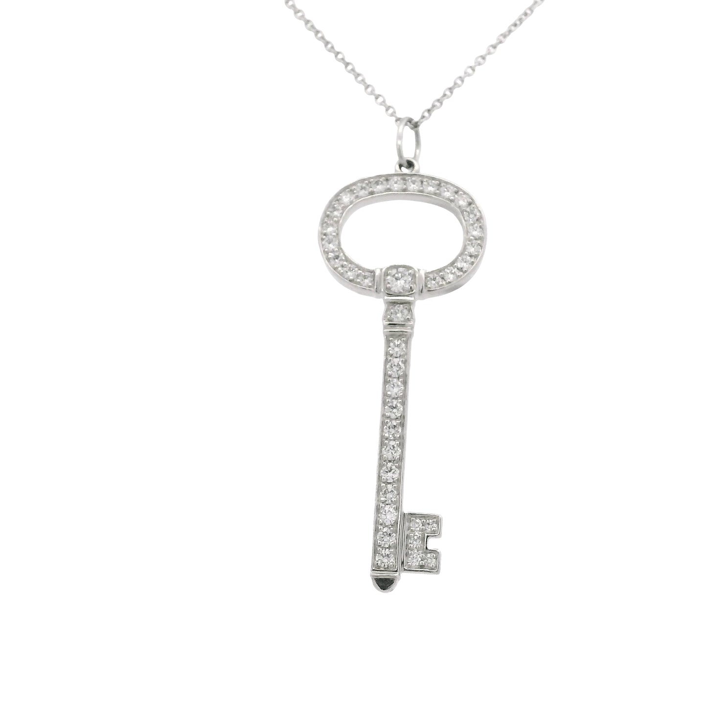 Tiffany & Co. Platinum Natural 0.58 Carat Diamond Key Necklace