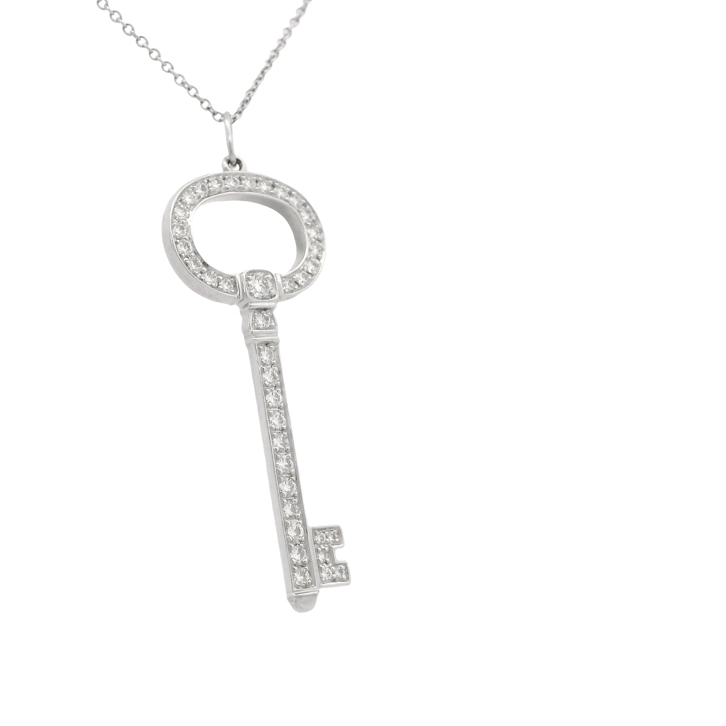 Tiffany & Co. Platinum Natural 0.58 Carat Diamond Key Necklace