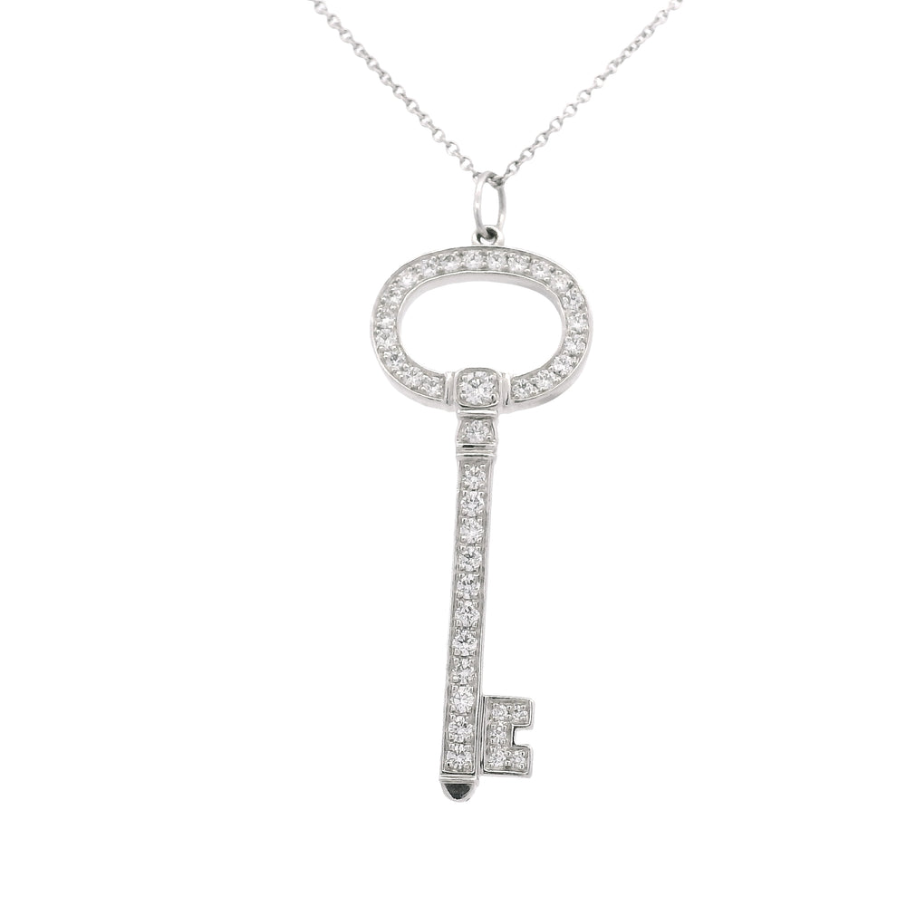 Tiffany & Co. Platinum Natural 0.58 Carat Diamond Key Necklace — product photo 1