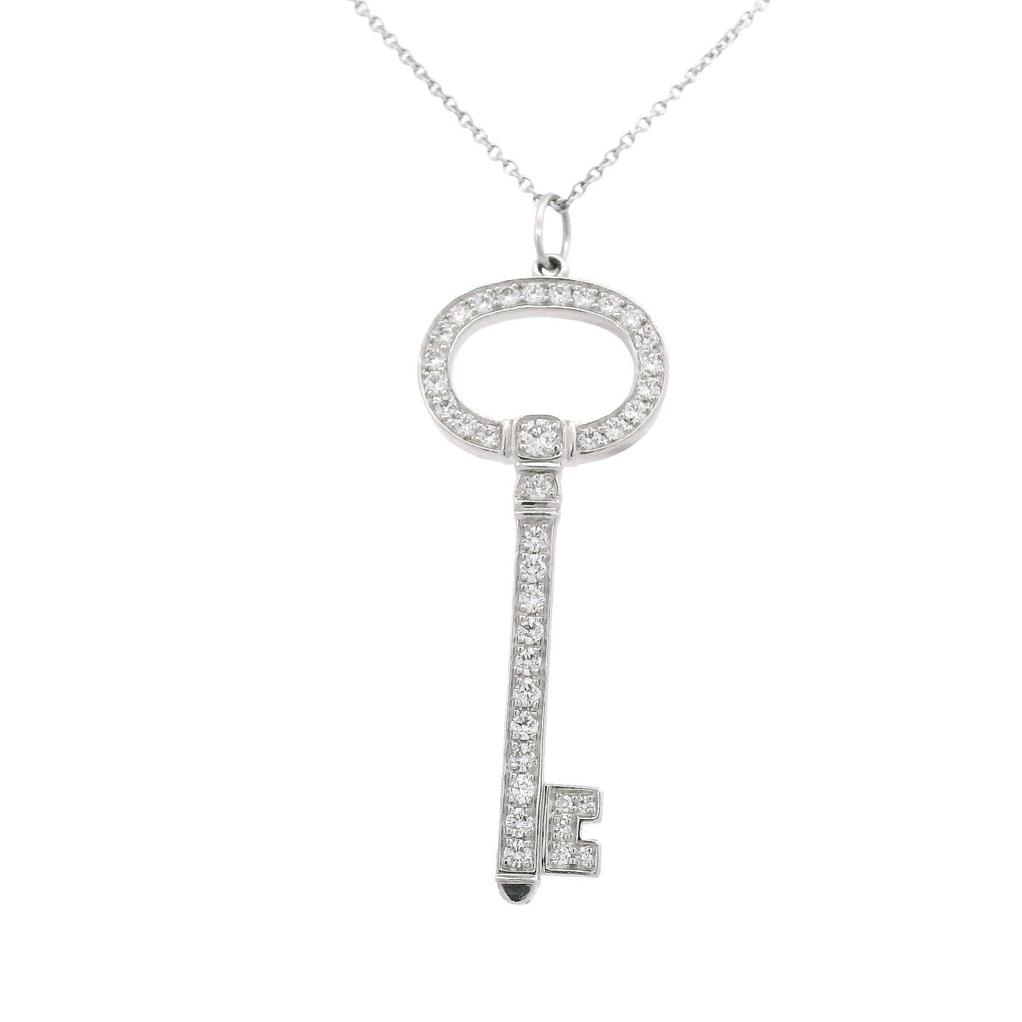 Tiffany & Co. Platinum Natural 0.58 Carat Diamond Key Necklace