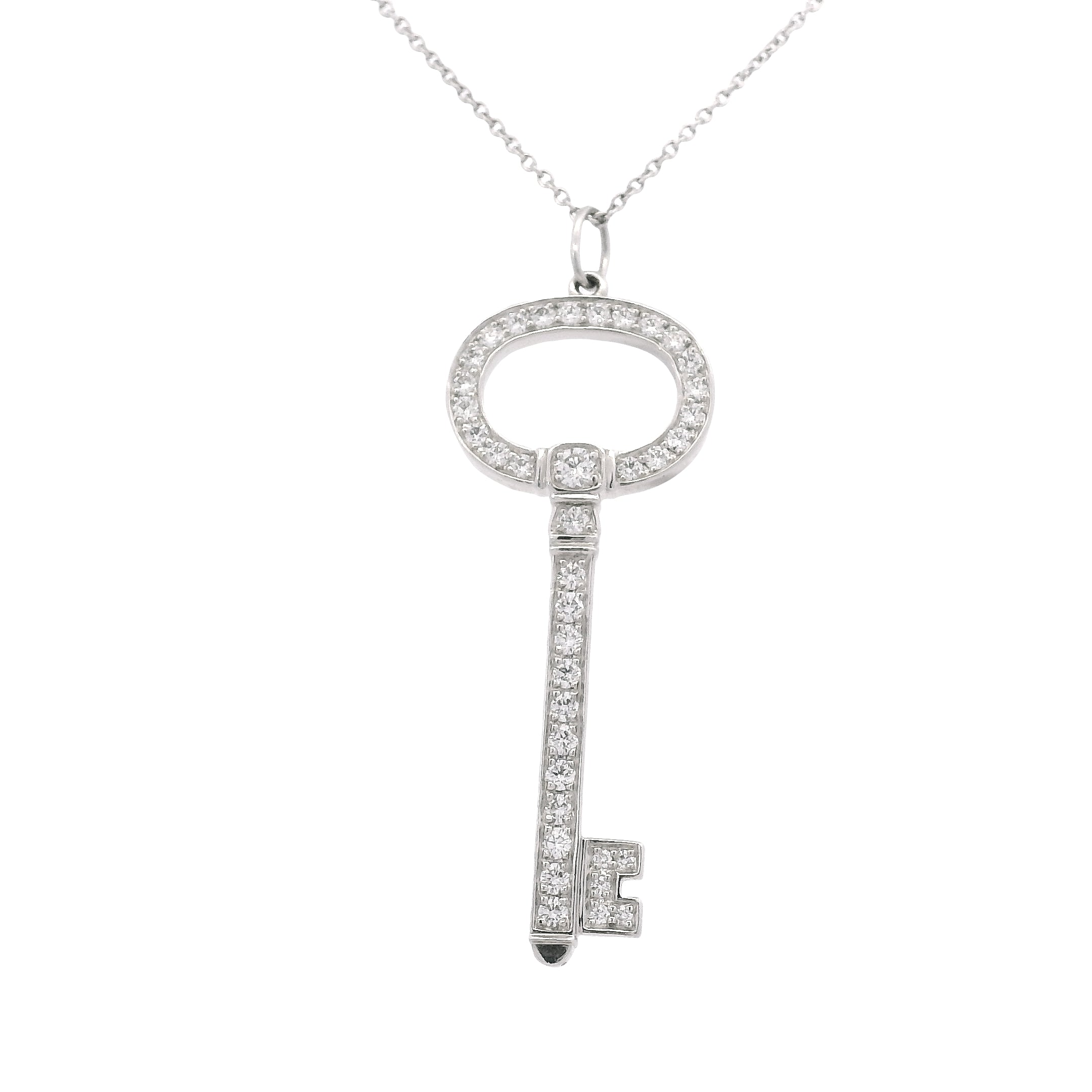 Tiffany & Co. Platinum Natural 0.58 Carat Diamond Key Necklace
