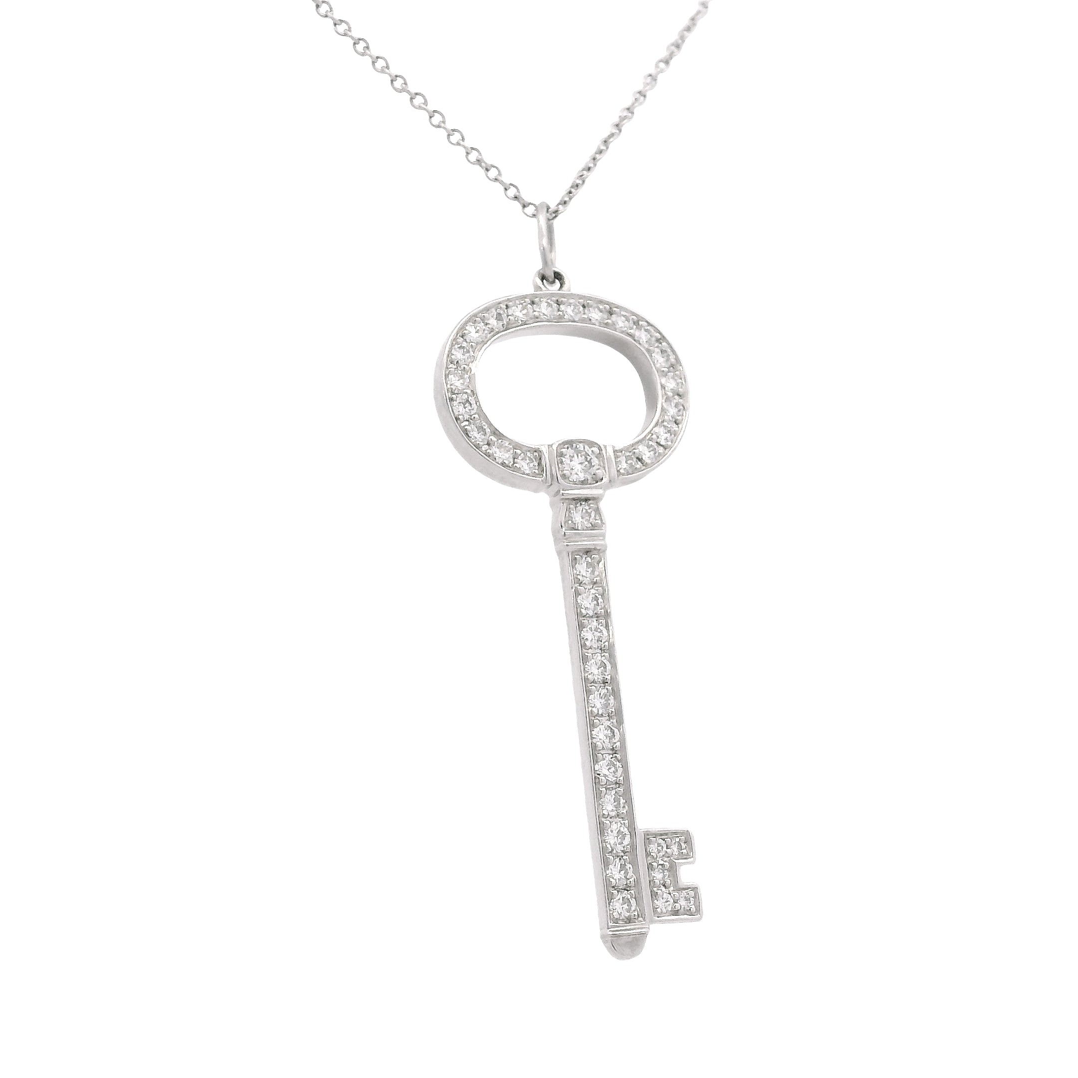 Tiffany & Co. Platinum Natural 0.58 Carat Diamond Key Necklace