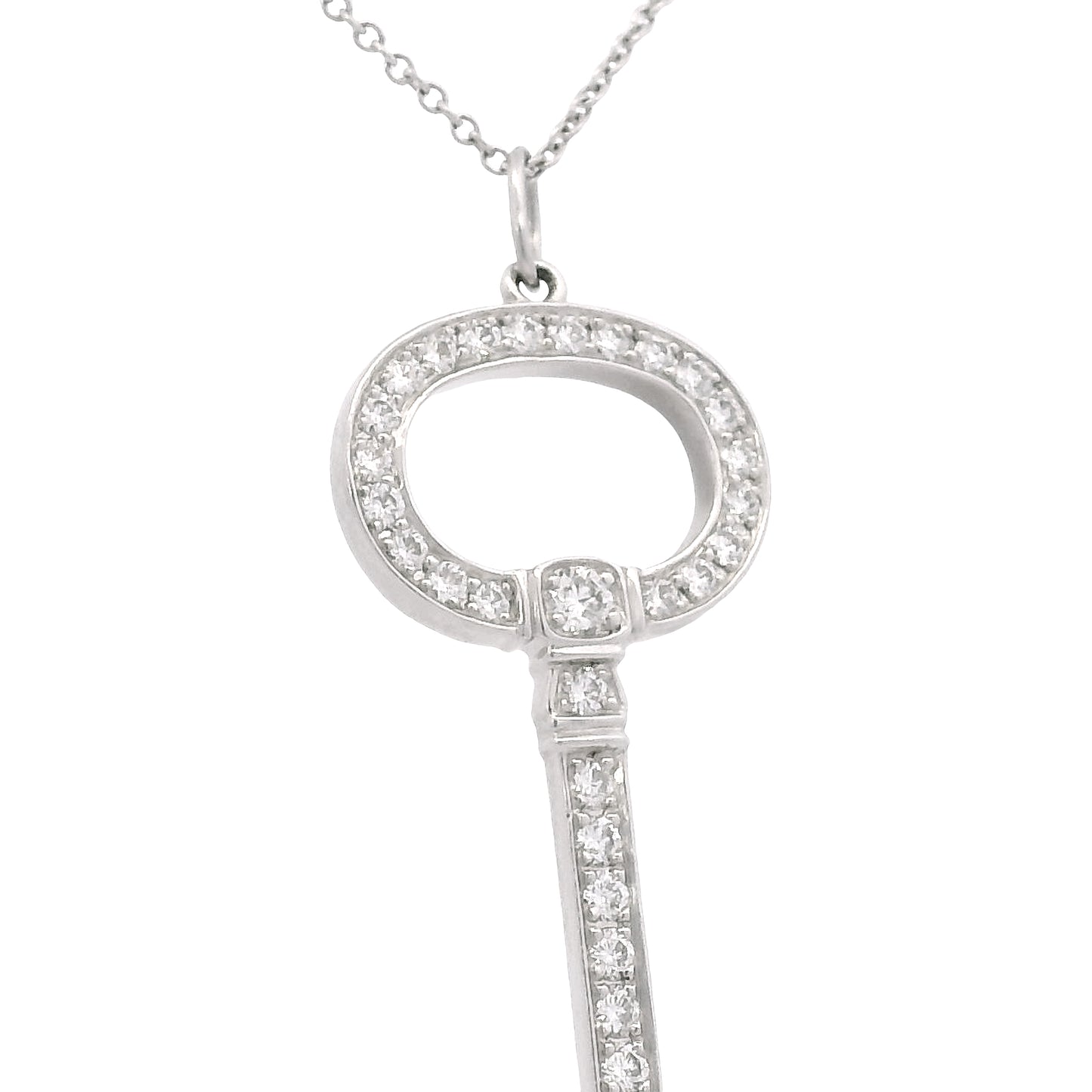 Tiffany & Co. Platinum Natural 0.58 Carat Diamond Key Necklace
