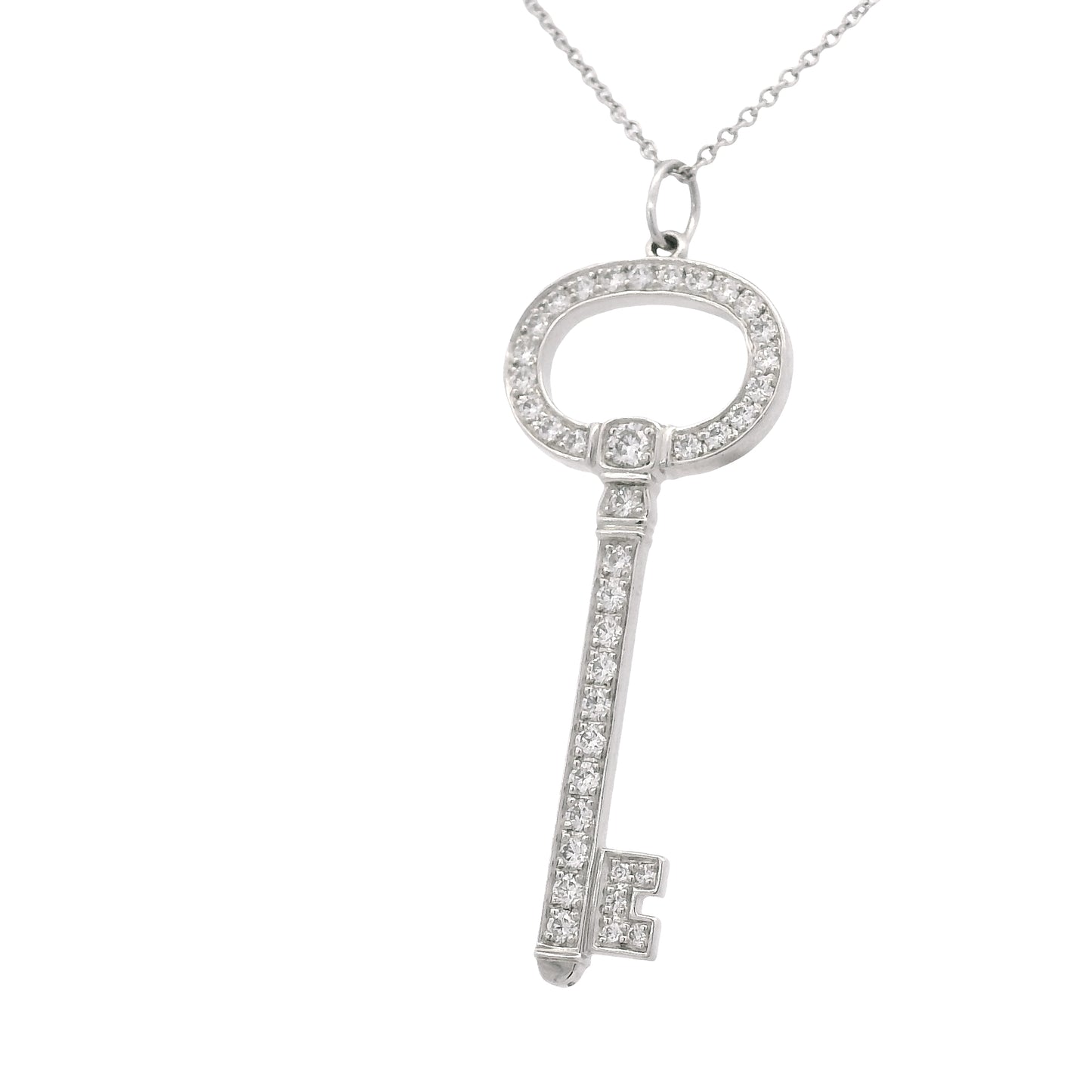 Tiffany & Co. Platinum Natural 0.58 Carat Diamond Key Necklace
