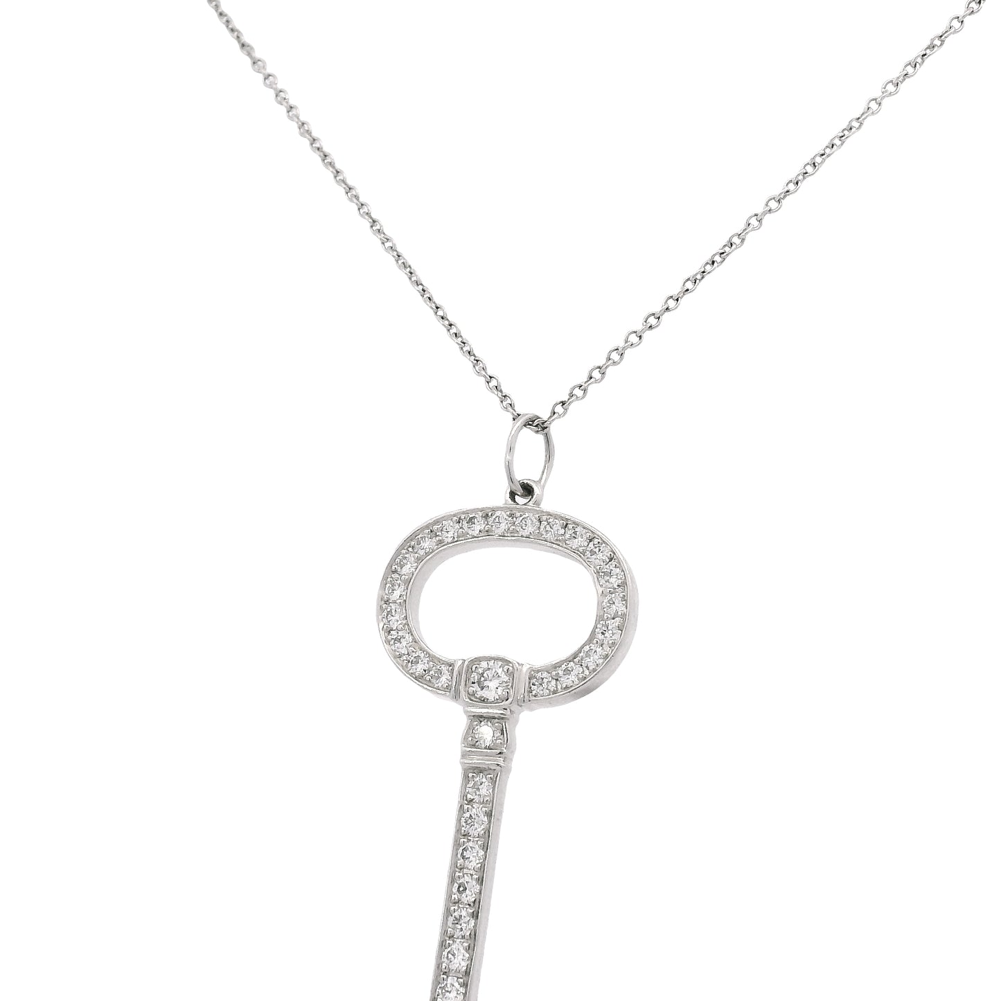 Tiffany & Co. Platinum Natural 0.58 Carat Diamond Key Necklace