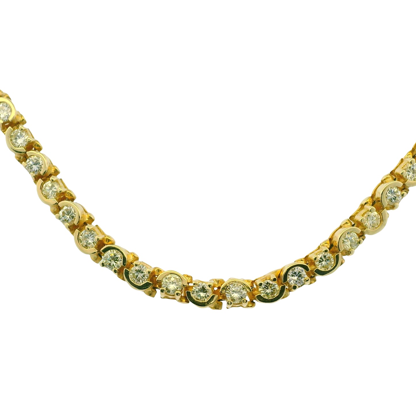 14k Yellow Gold Natural 3.0 Carat Round Brilliant Diamond Half Bezel-Set Tennis Bracelet