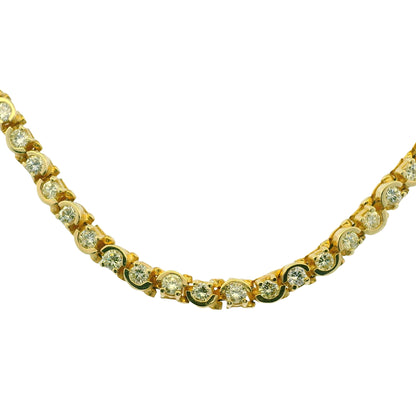 14k Yellow Gold Natural 3.0 Carat Round Brilliant Diamond Half Bezel-Set Tennis Bracelet