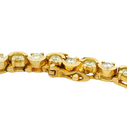 14k Yellow Gold Natural 3.0 Carat Round Brilliant Diamond Half Bezel-Set Tennis Bracelet