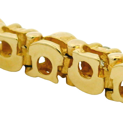 14k Yellow Gold Natural 3.0 Carat Round Brilliant Diamond Half Bezel-Set Tennis Bracelet