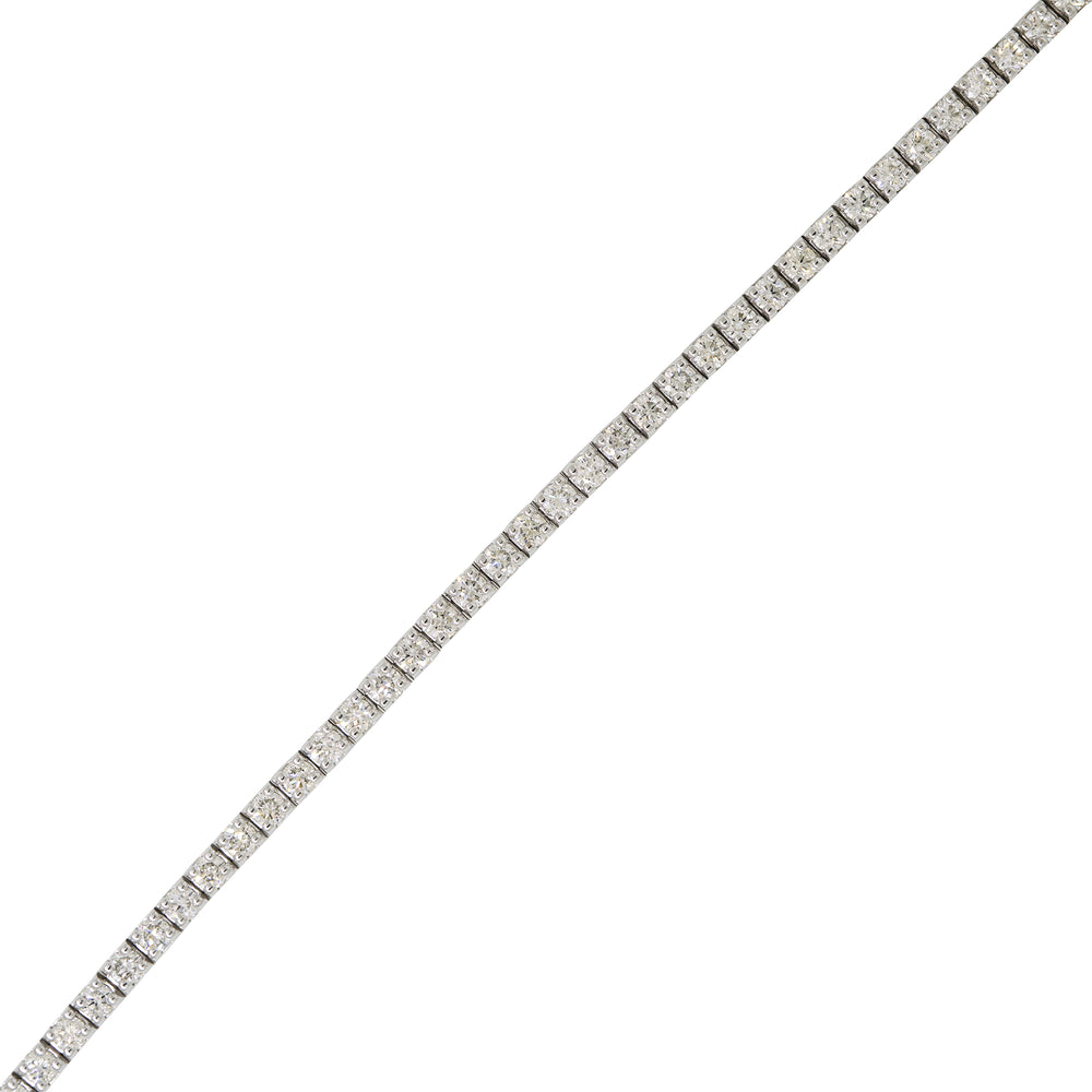 14k White Gold Natural 5 Carat Round Brilliant Cut Diamond Tennis Bracelet