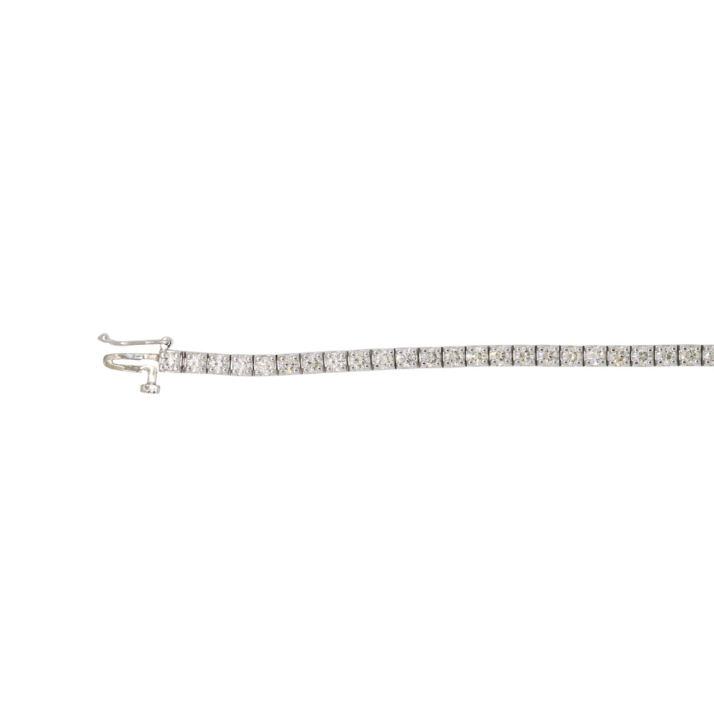 14k White Gold Natural 5 Carat Round Brilliant Cut Diamond Tennis Bracelet