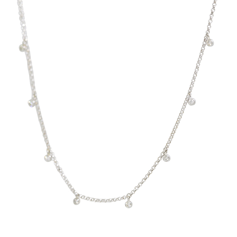 14k White Gold Natural 0.30 Carat Bezel Set Diamond Station Necklace