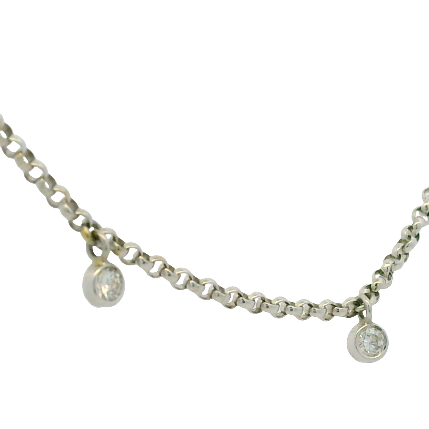 14k White Gold Natural 0.30 Carat Bezel Set Diamond Station Necklace